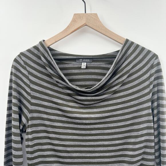 Ibex Diana Cowl Neck Long Sleeve Top 100% Merino Wool in Green Gray Size M (FLAW - Picture 4 of 10